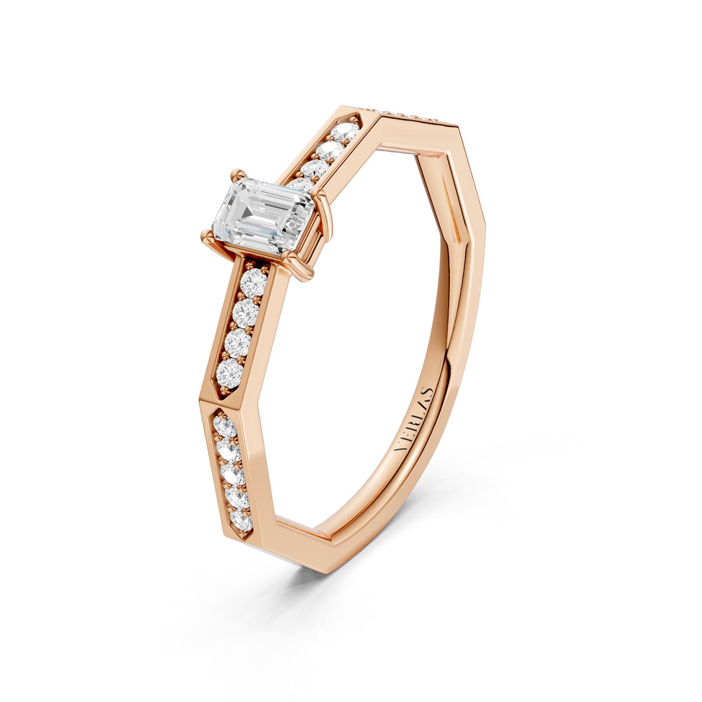 Octad Emerald Channel Set Ring