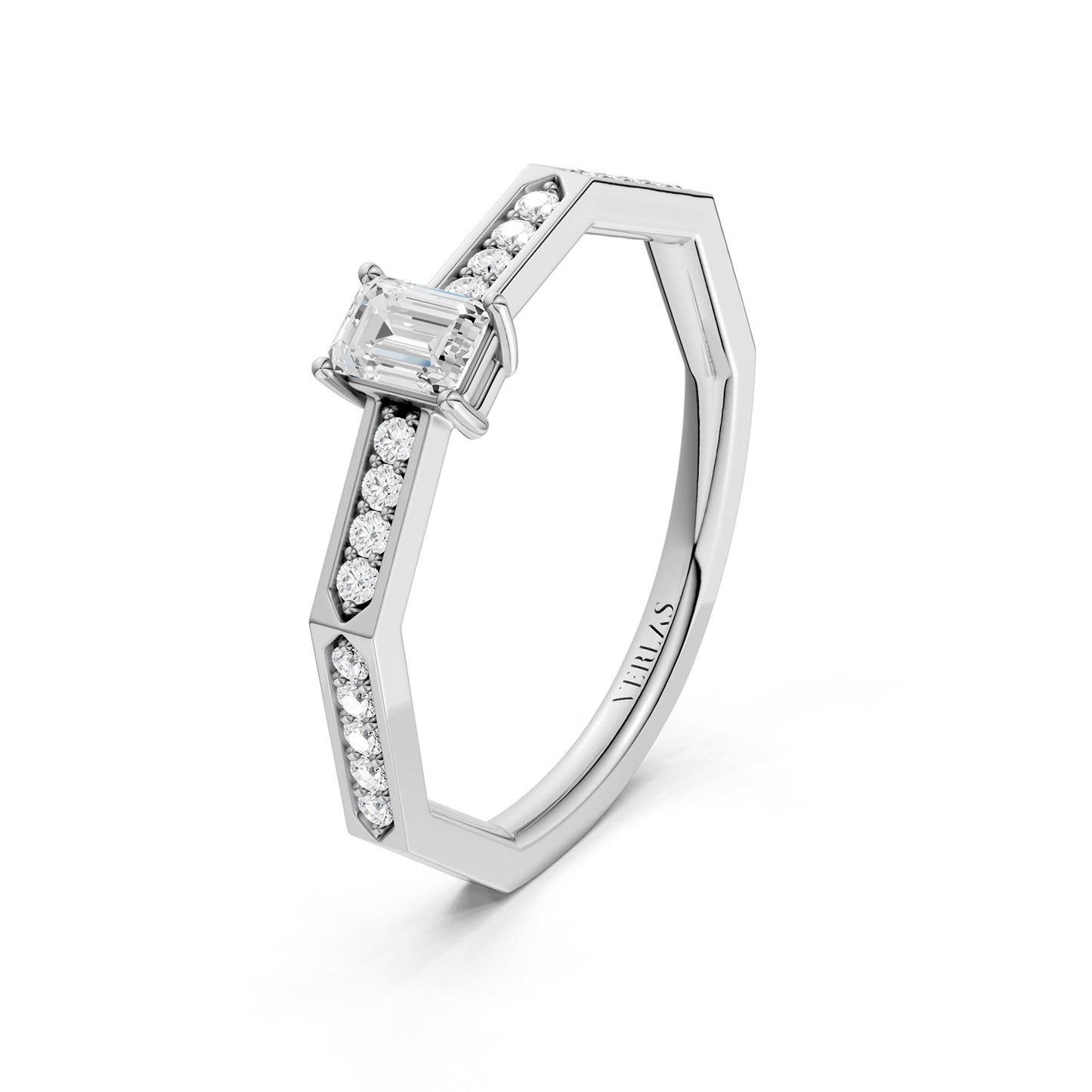 Octad Emerald Channel Set Ring