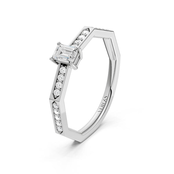Octad Emerald Channel Set Ring