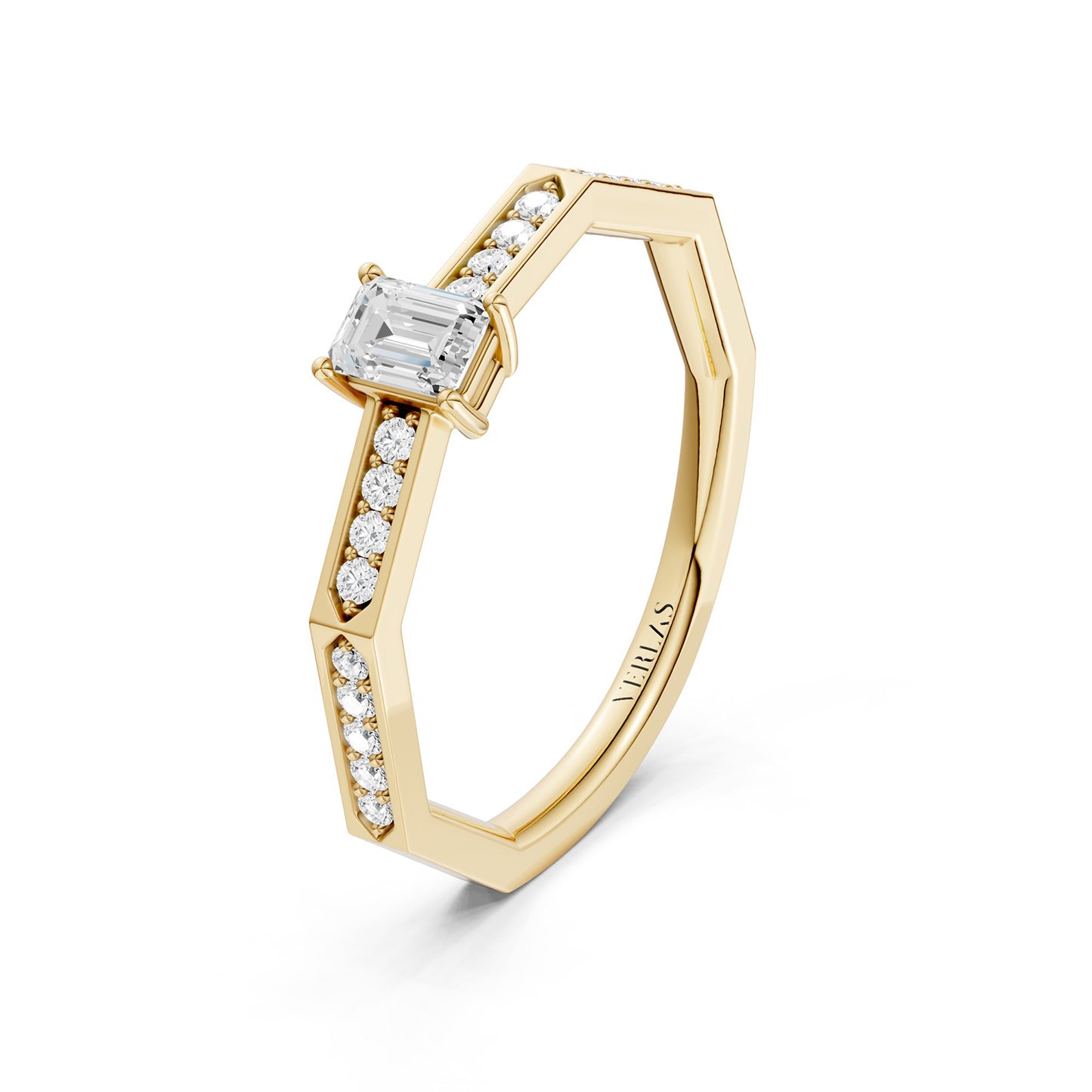 Octad Emerald Channel Set Ring