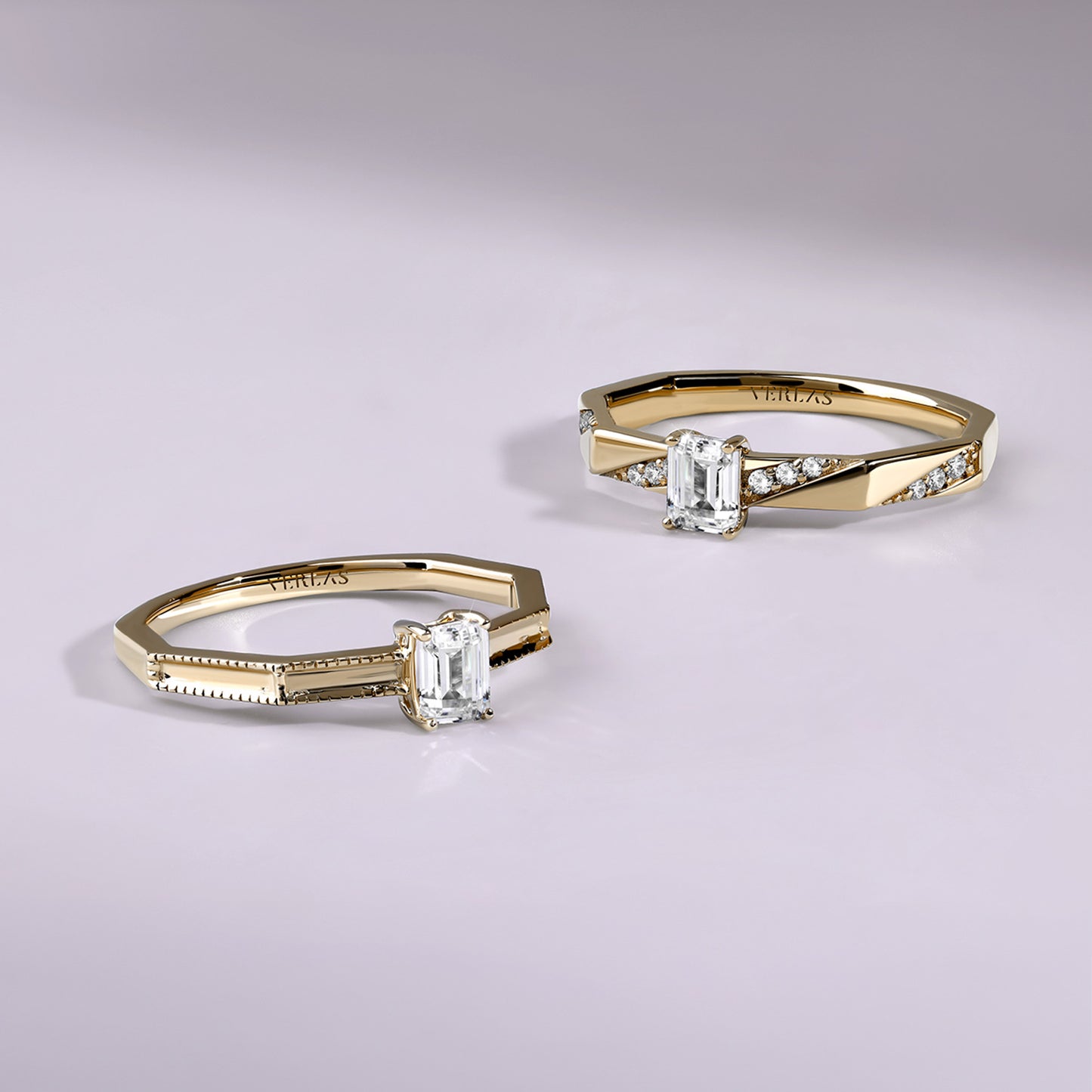 Octad Emerald Diagonal Pavé Ring