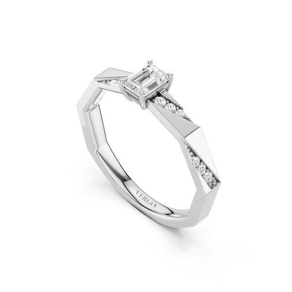 Octad Emerald Diagonal Pavé Ring