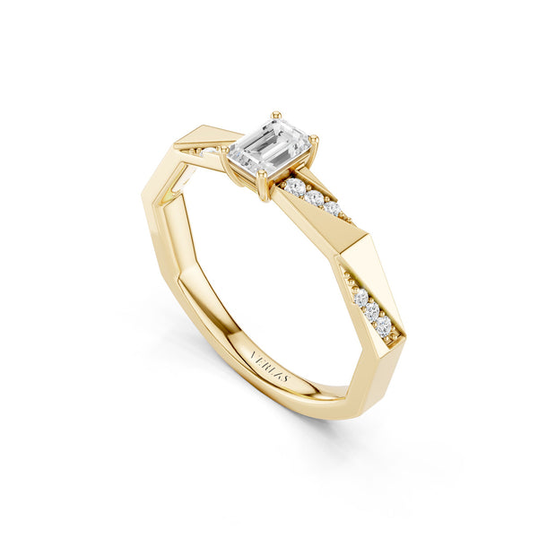 Octad Emerald Diagonal Pavé Ring