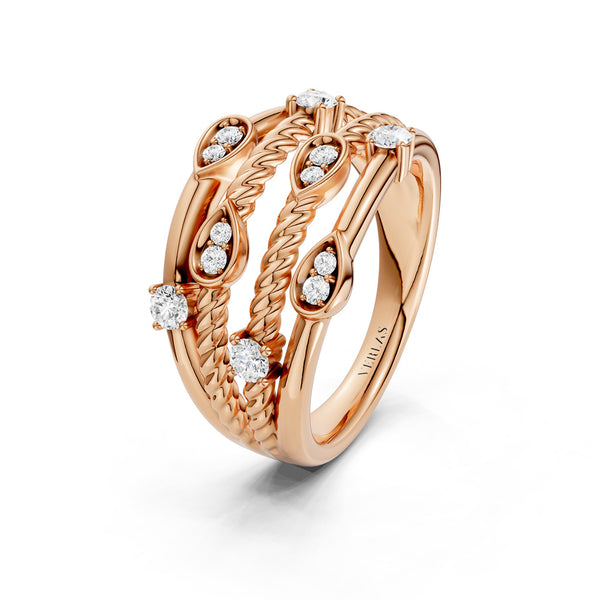 Twisted Multi Row Diamond Ring