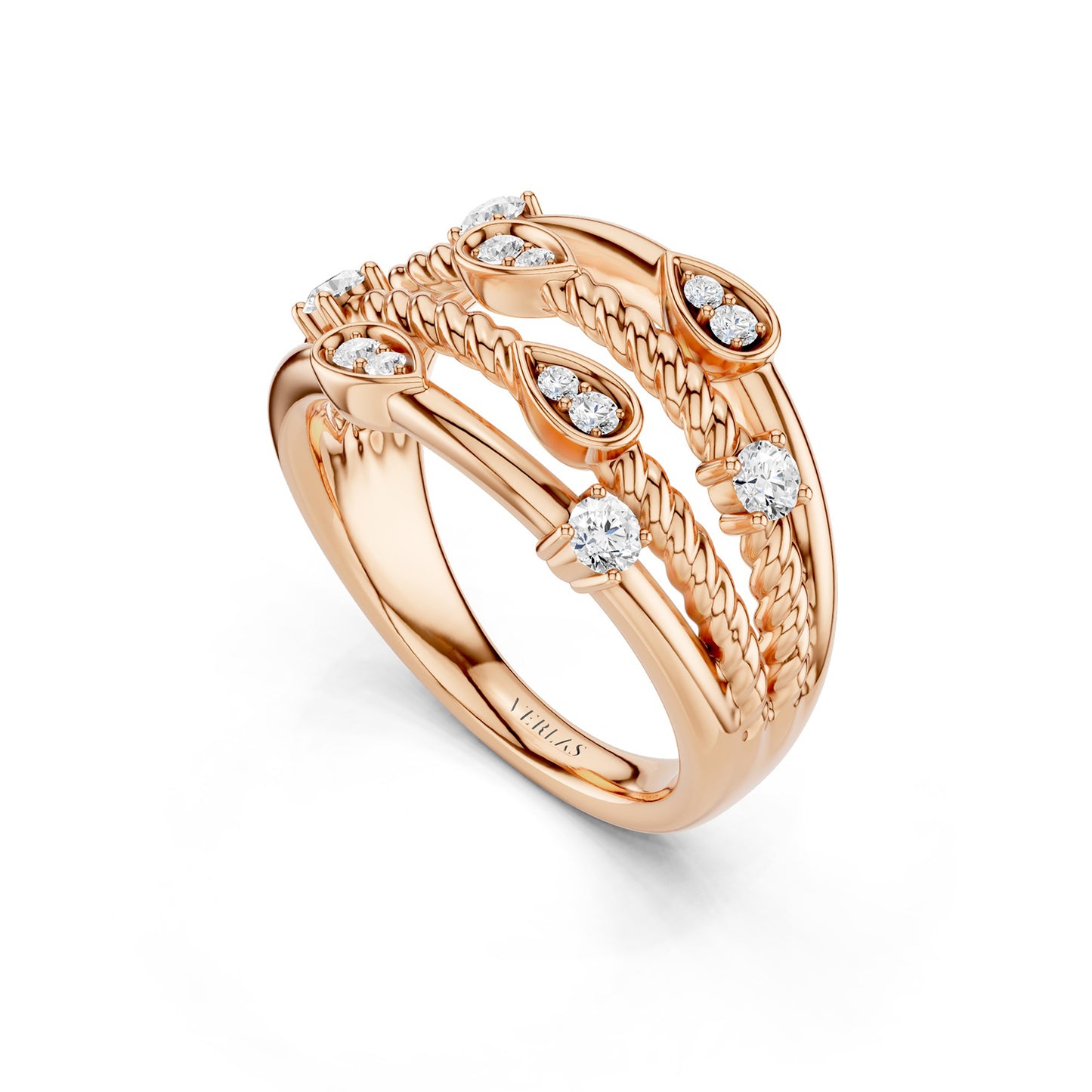 Twisted Multi Row Diamond Ring
