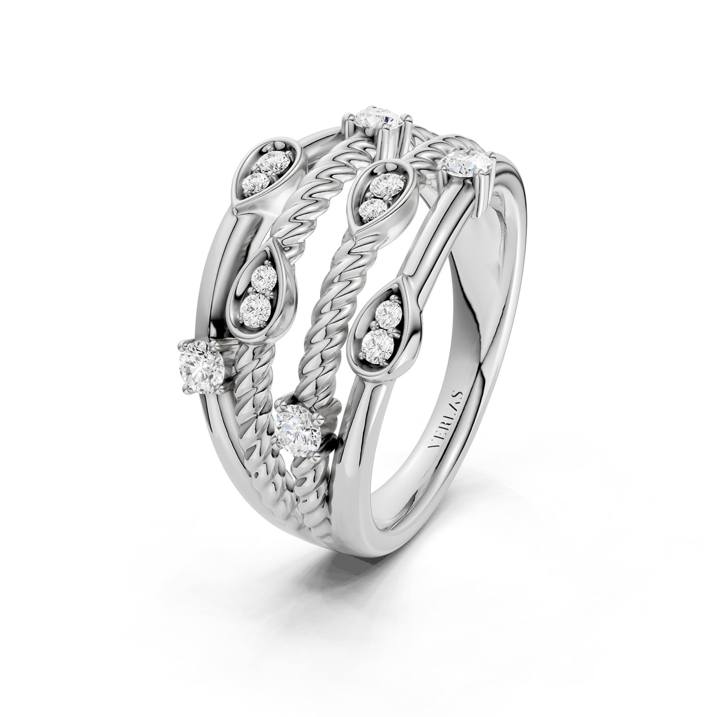 Twisted Multi Row Diamond Ring