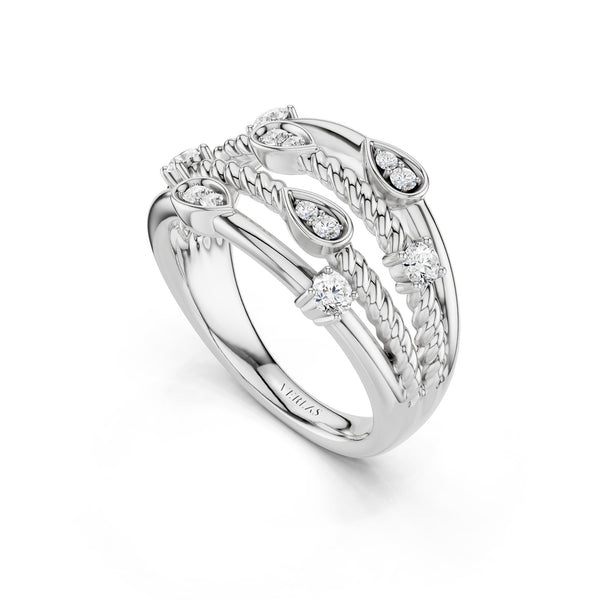 Twisted Multi Row Diamond Ring