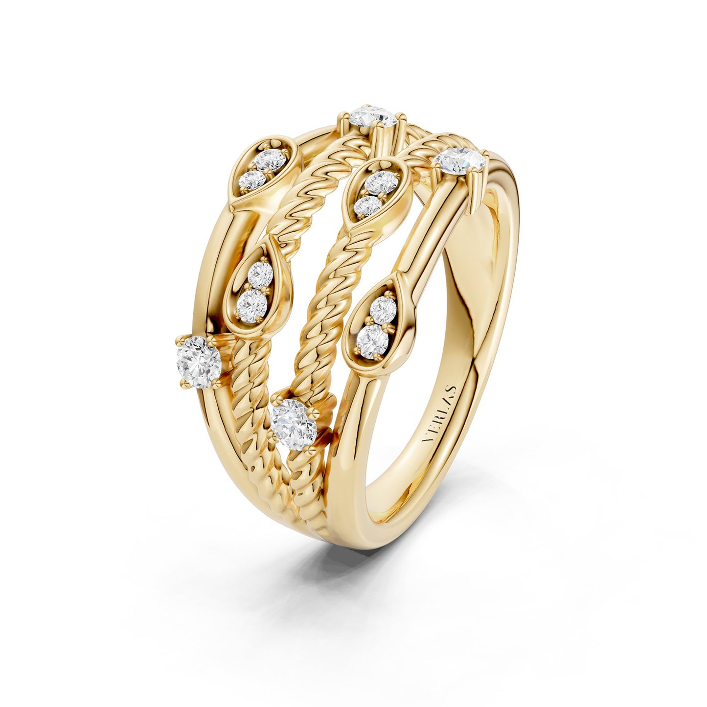 Twisted Multi Row Diamond Ring