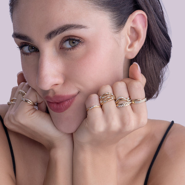 Twisted Multi Row Diamond Ring
