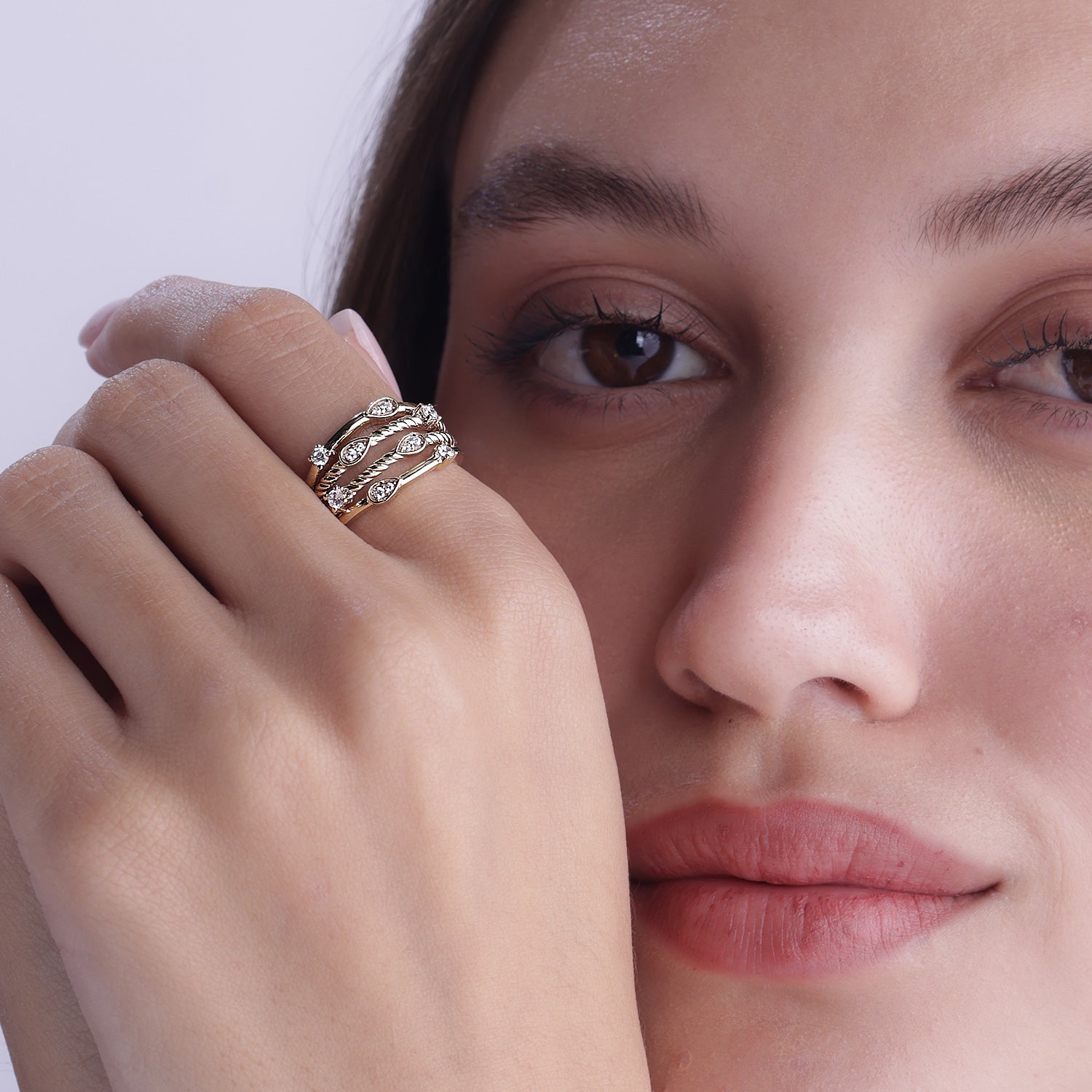 Twisted Multi Row Diamond Ring