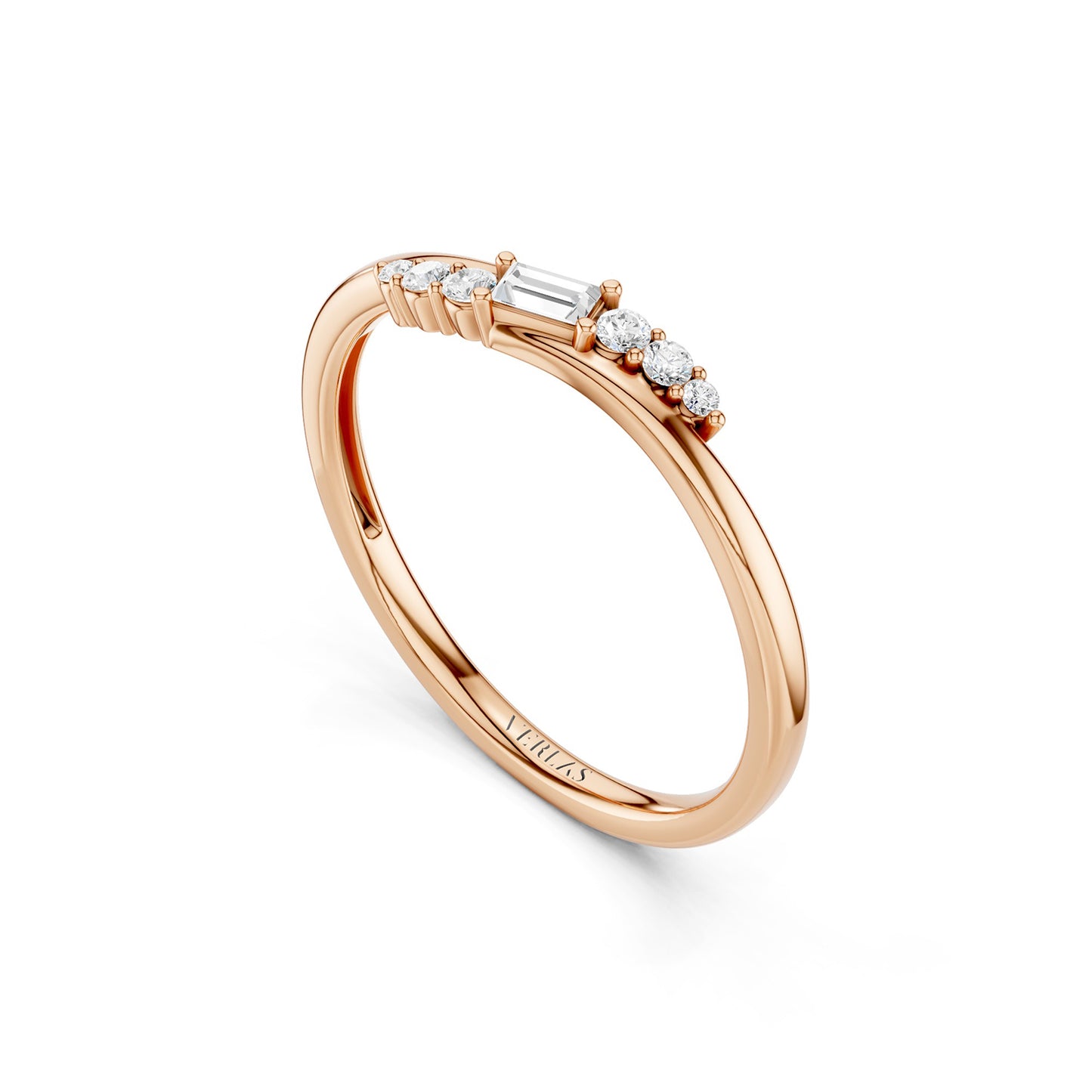 Asymmetrical Baguette & Round Cut Diamond Ring