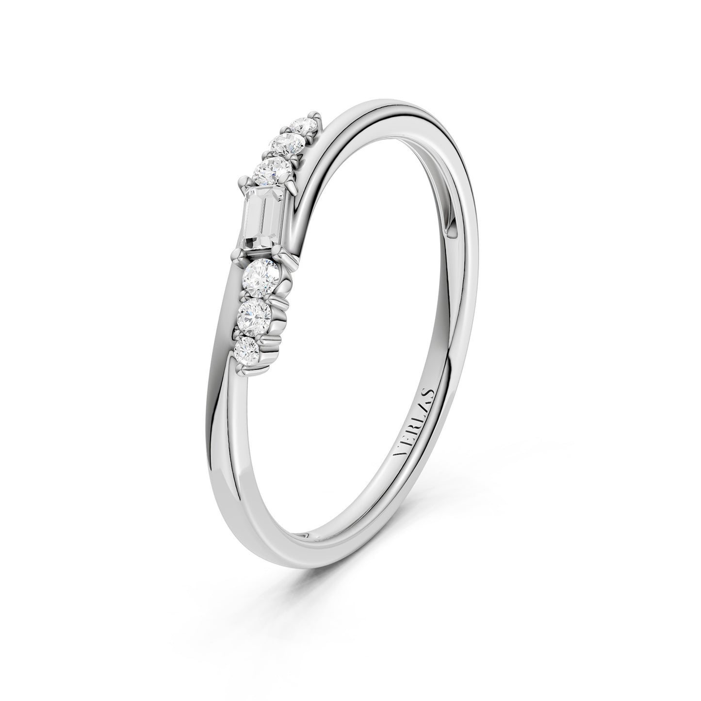 Asymmetrical Baguette & Round Cut Diamond Ring