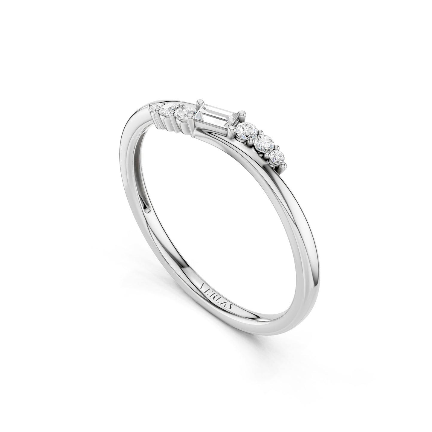 Asymmetrical Baguette & Round Cut Diamond Ring