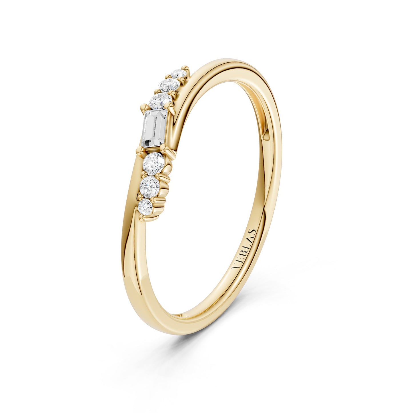 Asymmetrical Baguette & Round Cut Diamond Ring