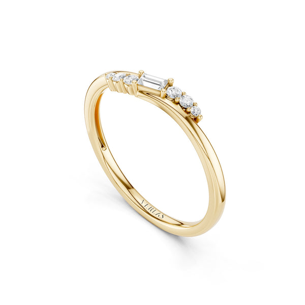 Asymmetrical Baguette & Round Cut Diamond Ring