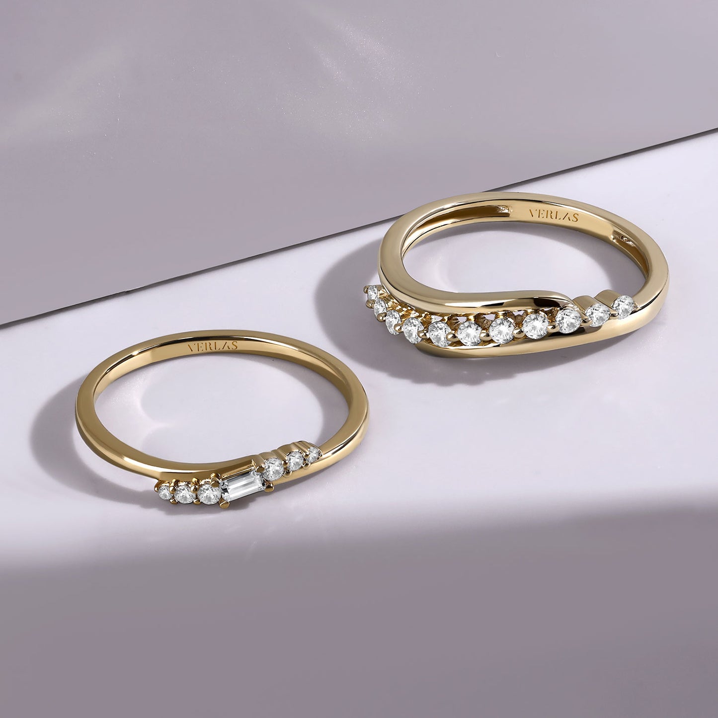 Asymmetrical Baguette & Round Cut Diamond Ring
