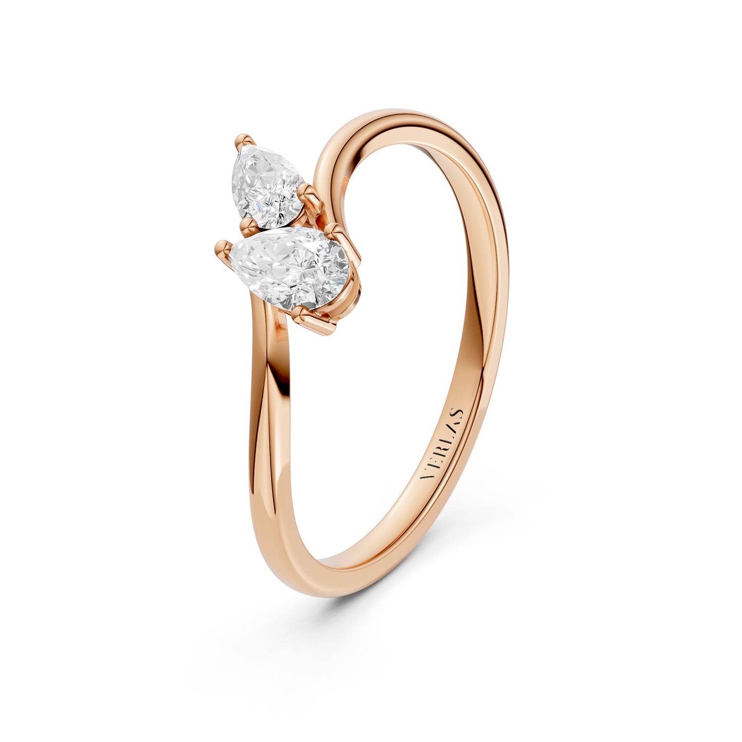 Curved Shank Duo Pear Ring