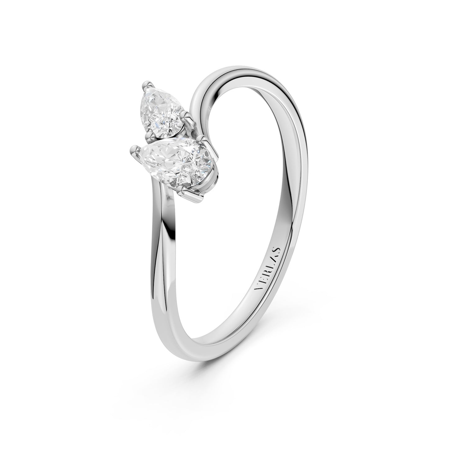 Curved Shank Duo Pear Ring