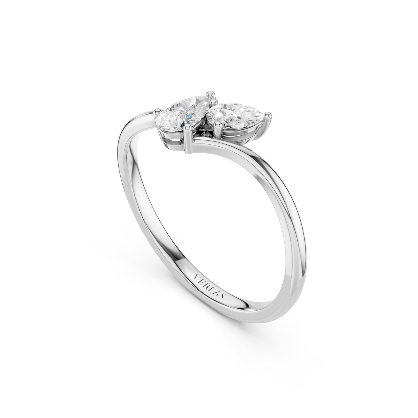Curved Shank Duo Pear Ring