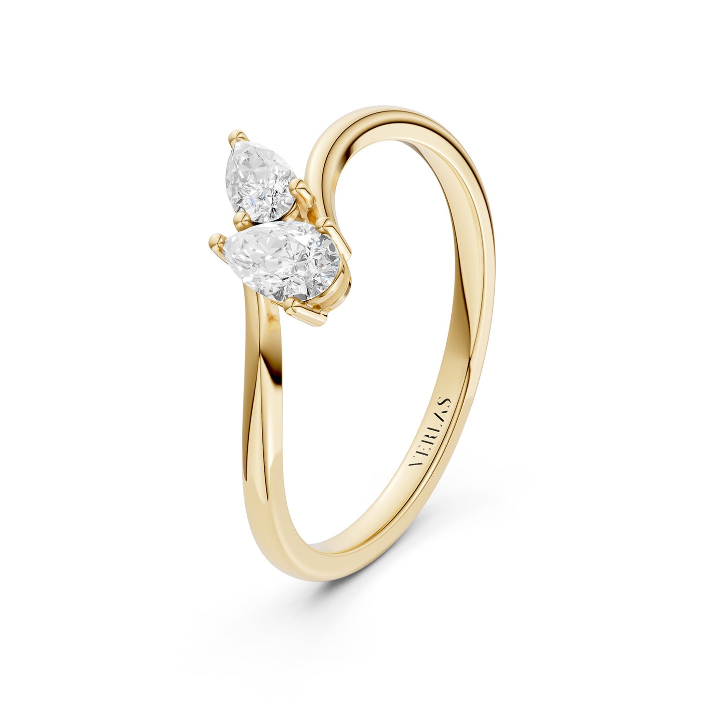 Curved Shank Duo Pear Ring