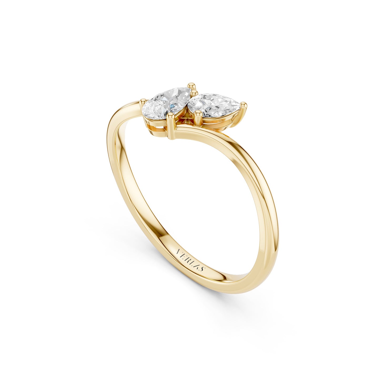 Curved Shank Duo Pear Ring