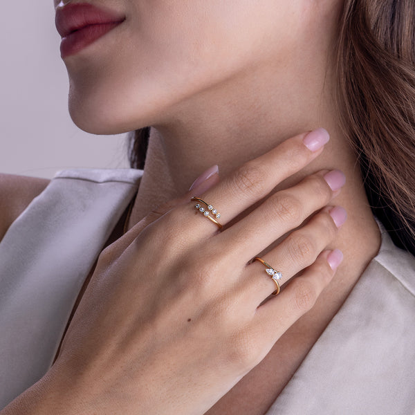 Curved Shank Duo Pear Ring