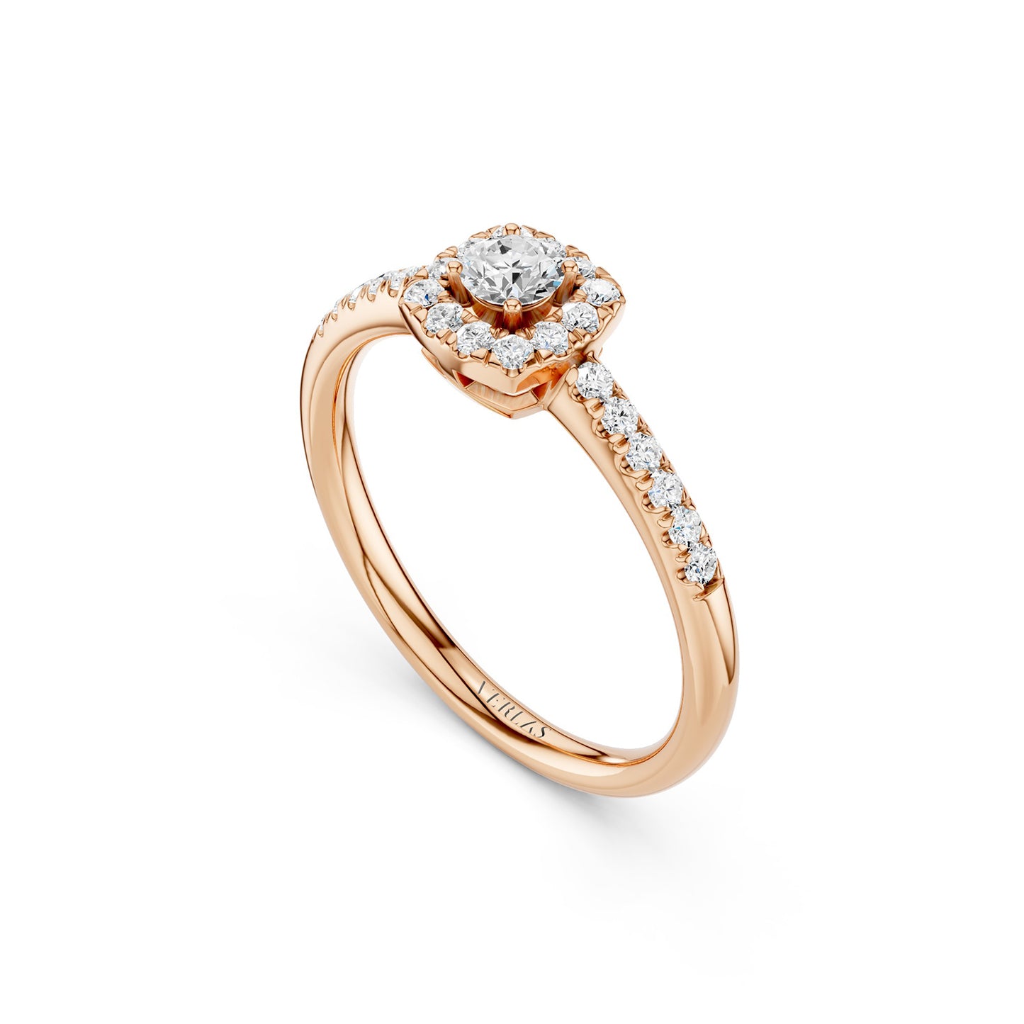 Round Center Princess Halo Ring