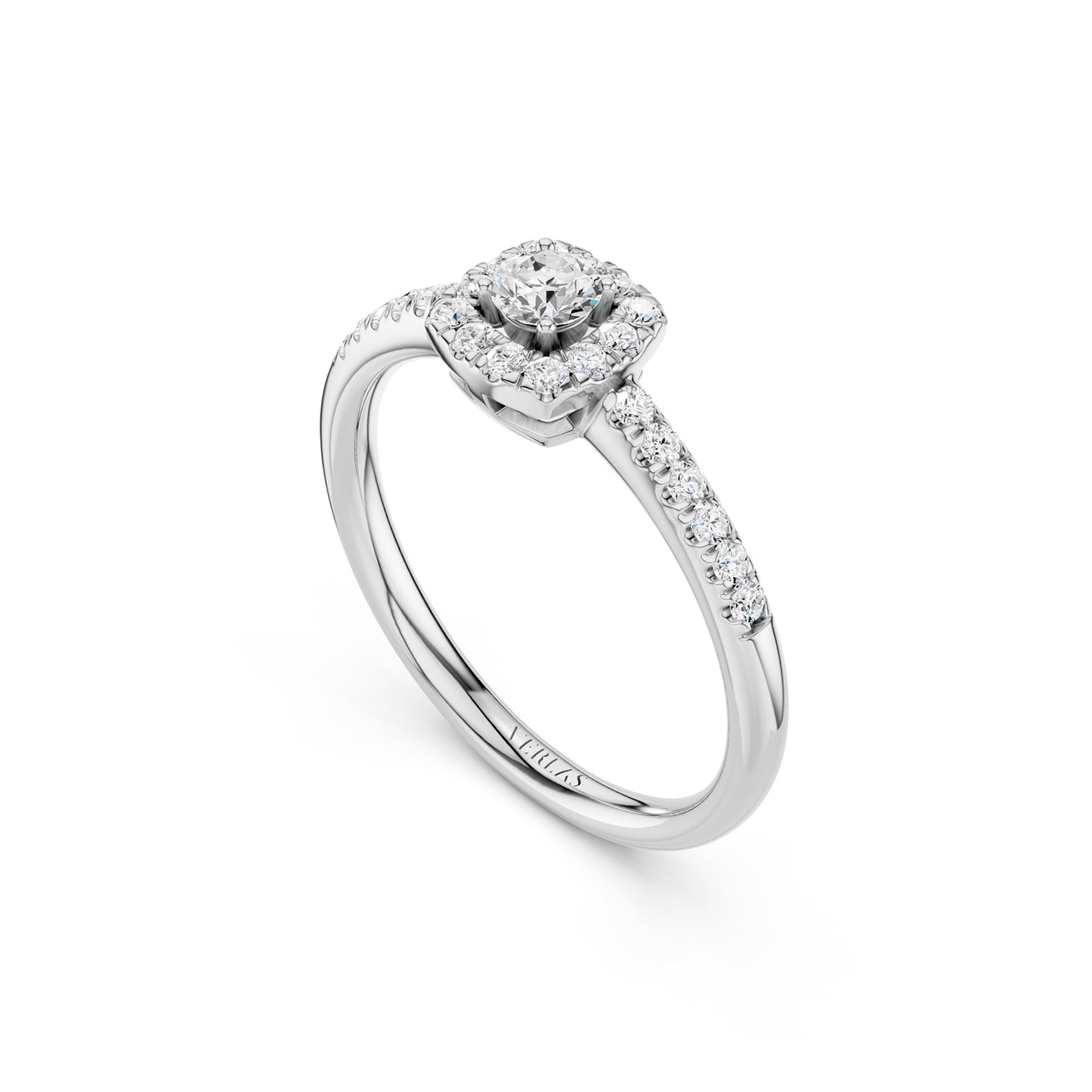 Round Center Princess Halo Ring