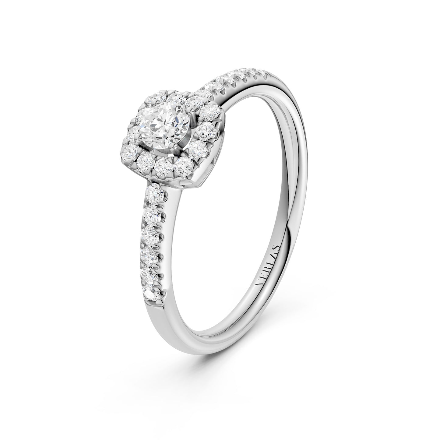 Round Center Princess Halo Ring