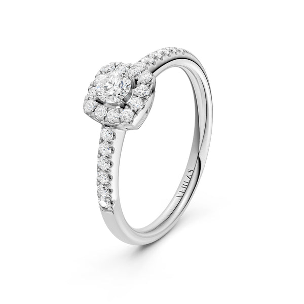 Round Center Princess Halo Ring