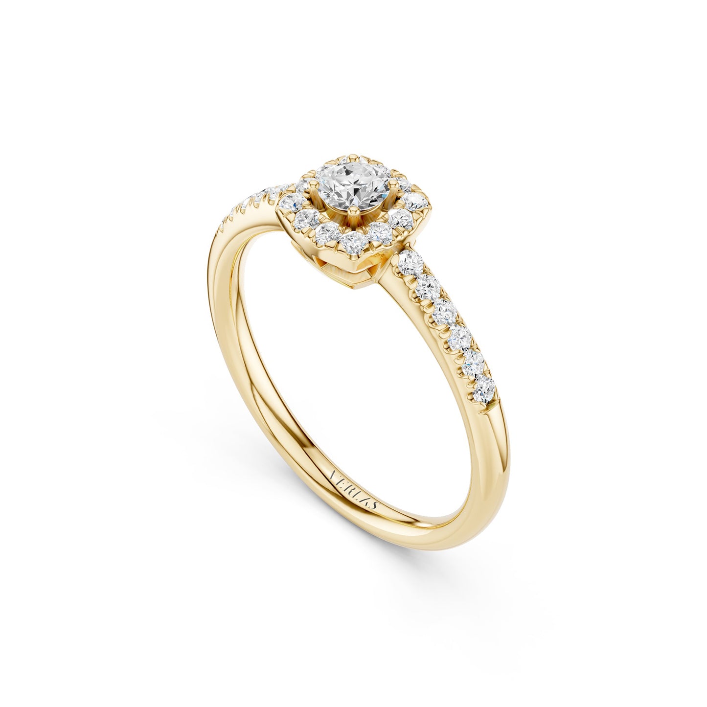 Round Center Princess Halo Ring