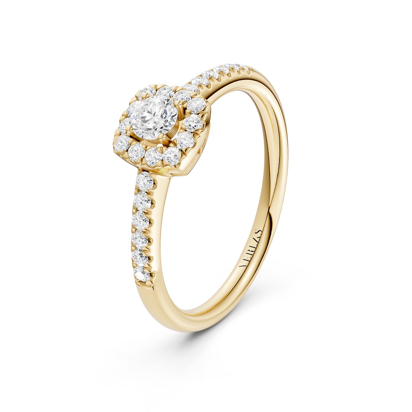 Round Center Princess Halo Ring