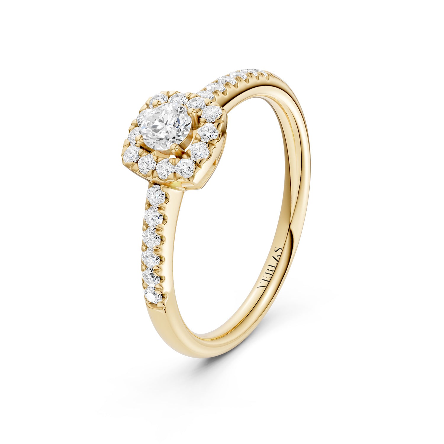 Round Center Princess Halo Ring
