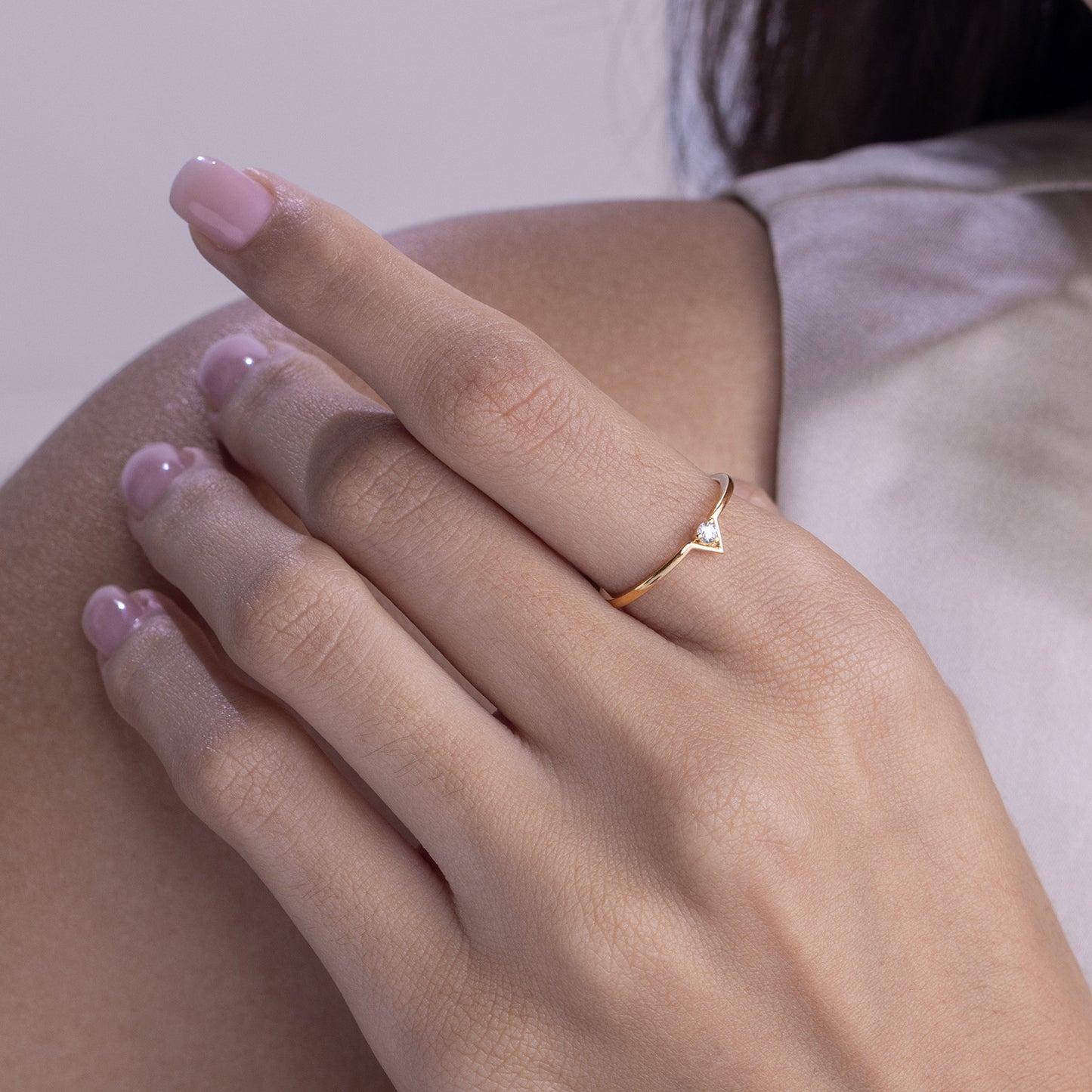 Chevron Solitaire Ring