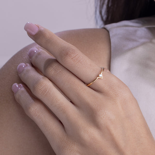 Chevron Solitaire Ring