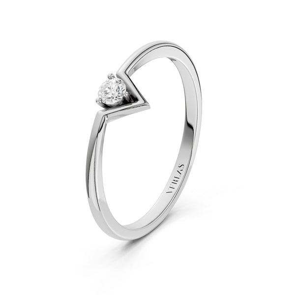 Chevron Solitaire Ring