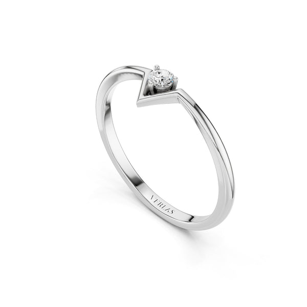 Chevron Solitaire Ring