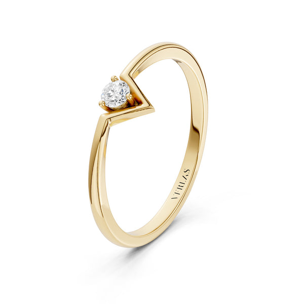Chevron Solitaire Ring