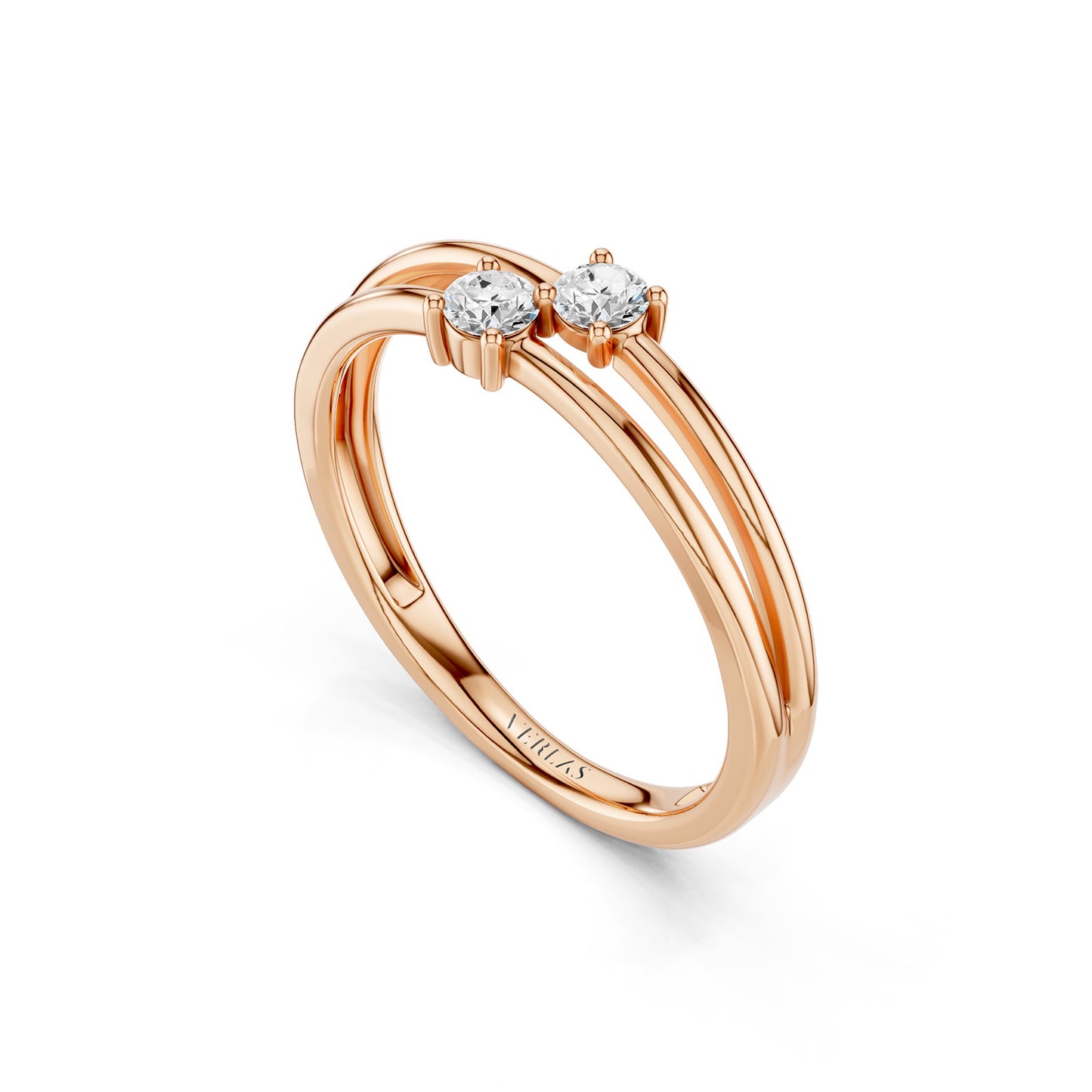 Split Shank Dual-Stone Ring