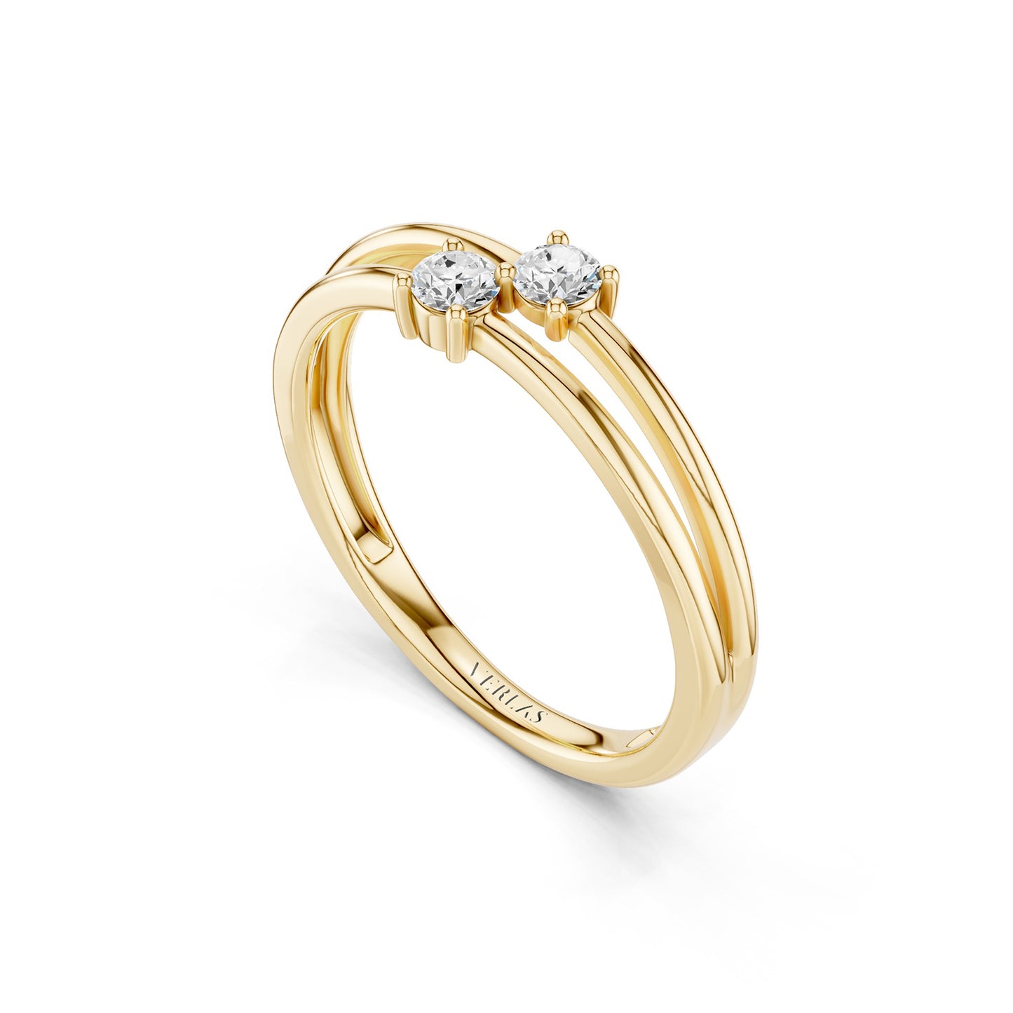 Split Shank Dual-Stone Ring