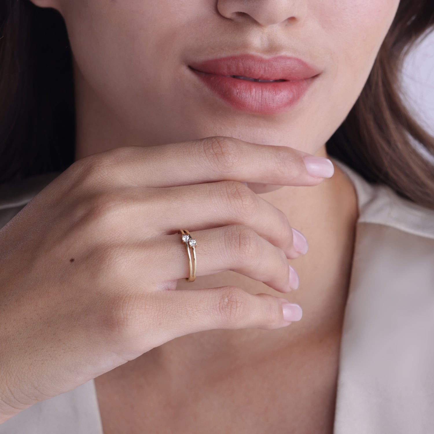 Split Shank Dual-Stone Ring