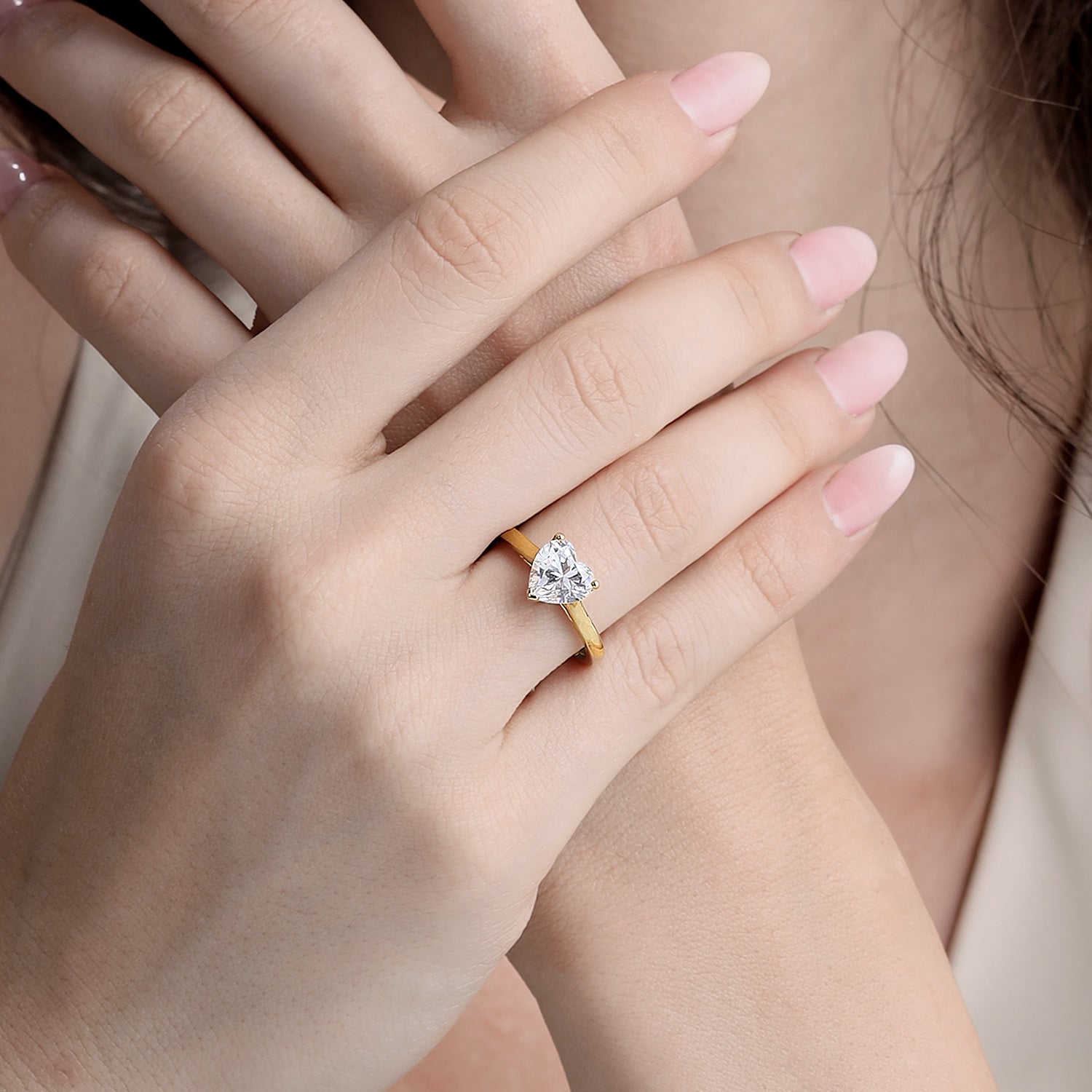 Heart Solitaire Ring Large