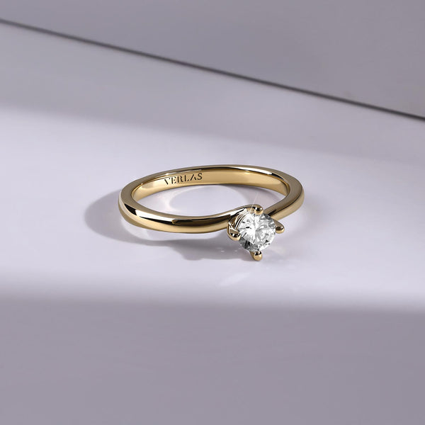 Four Prong Solitaire Twisted Band Ring