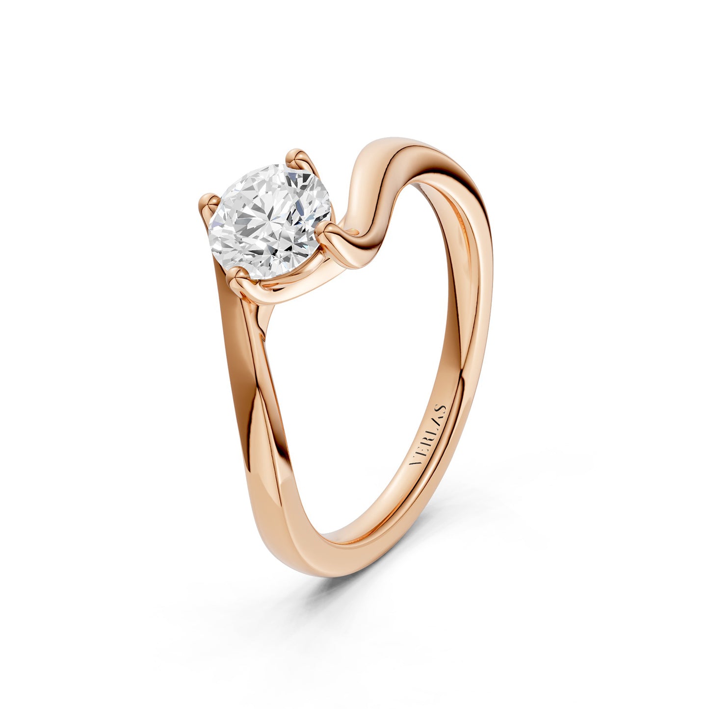Four Prong Solitaire Twisted Band Ring