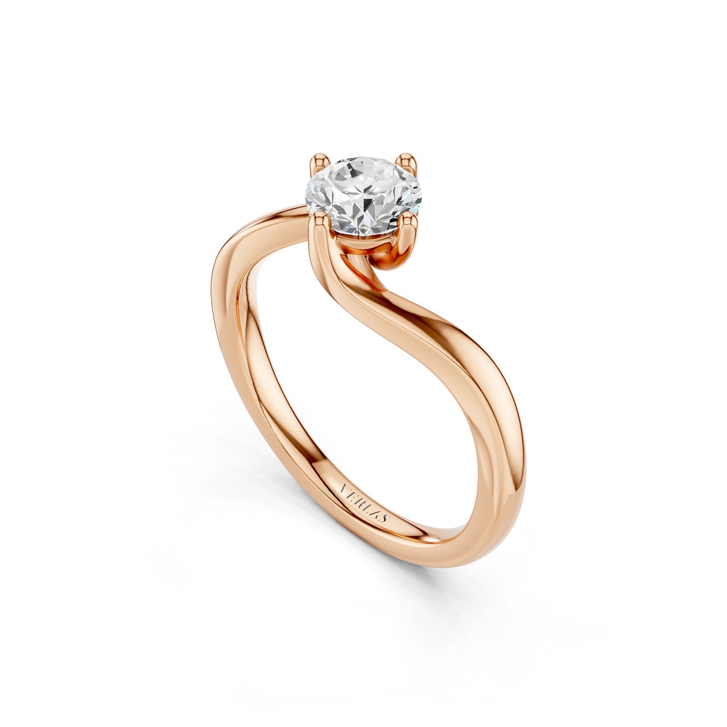 Four Prong Solitaire Twisted Band Ring