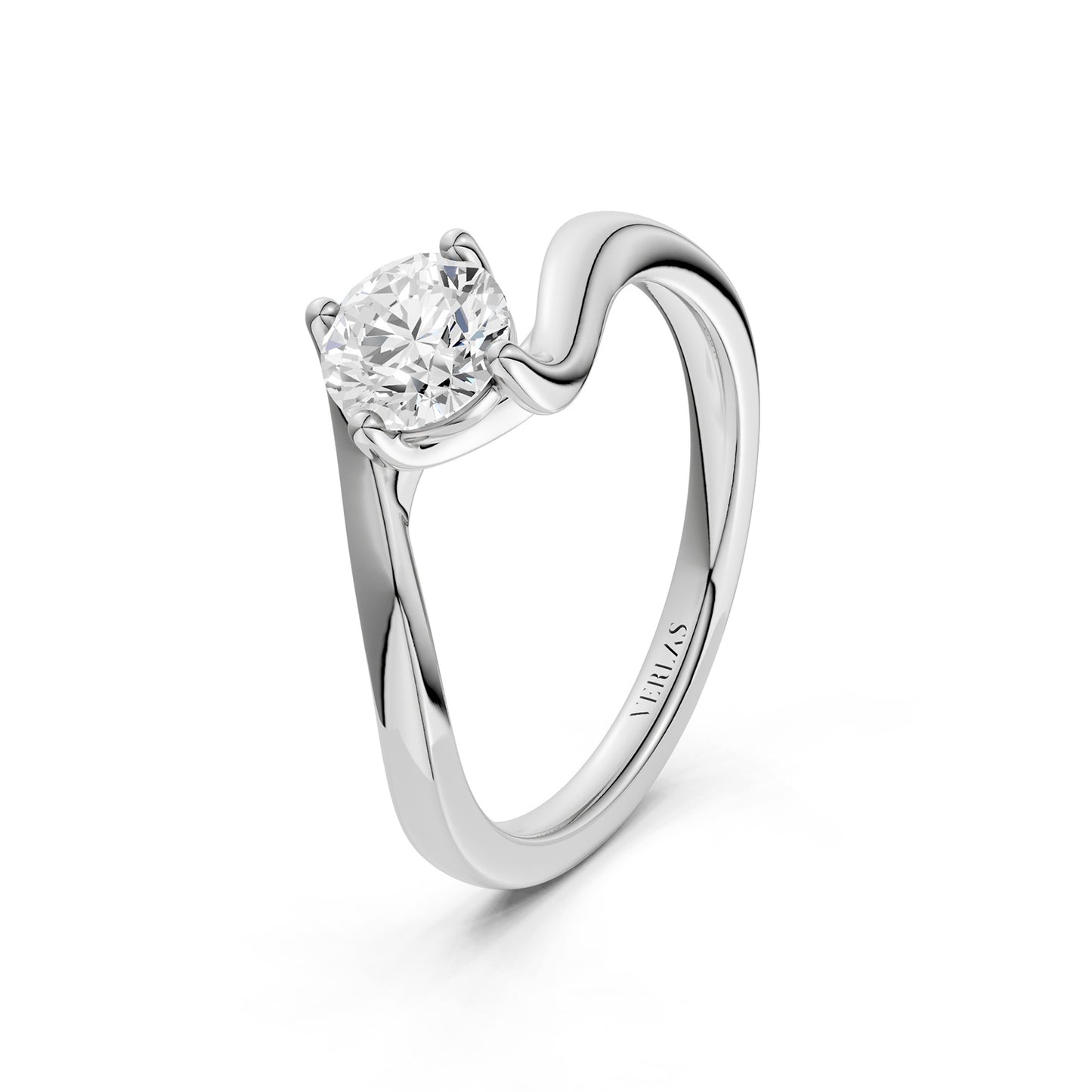 Four Prong Solitaire Twisted Band Ring