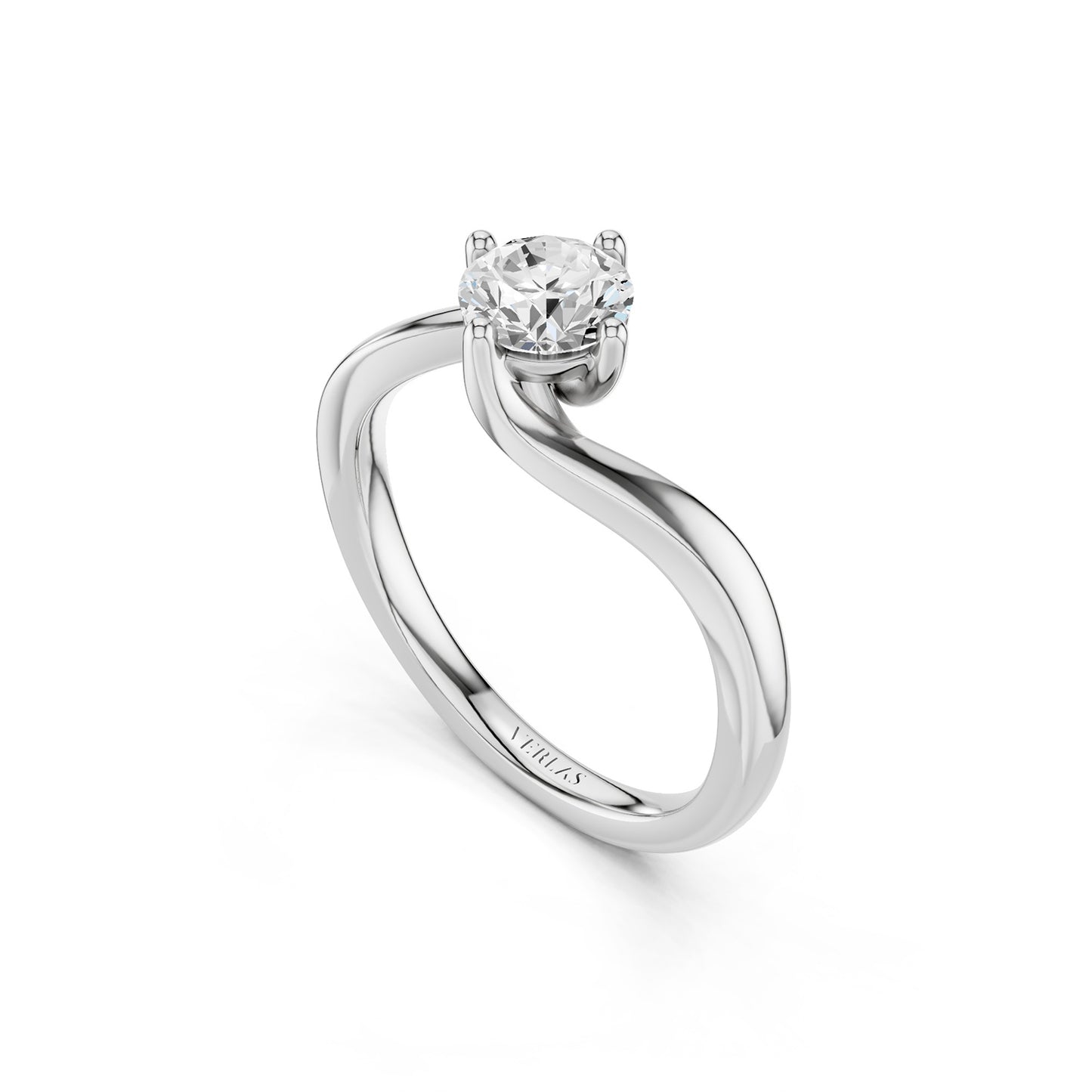 Four Prong Solitaire Twisted Band Ring