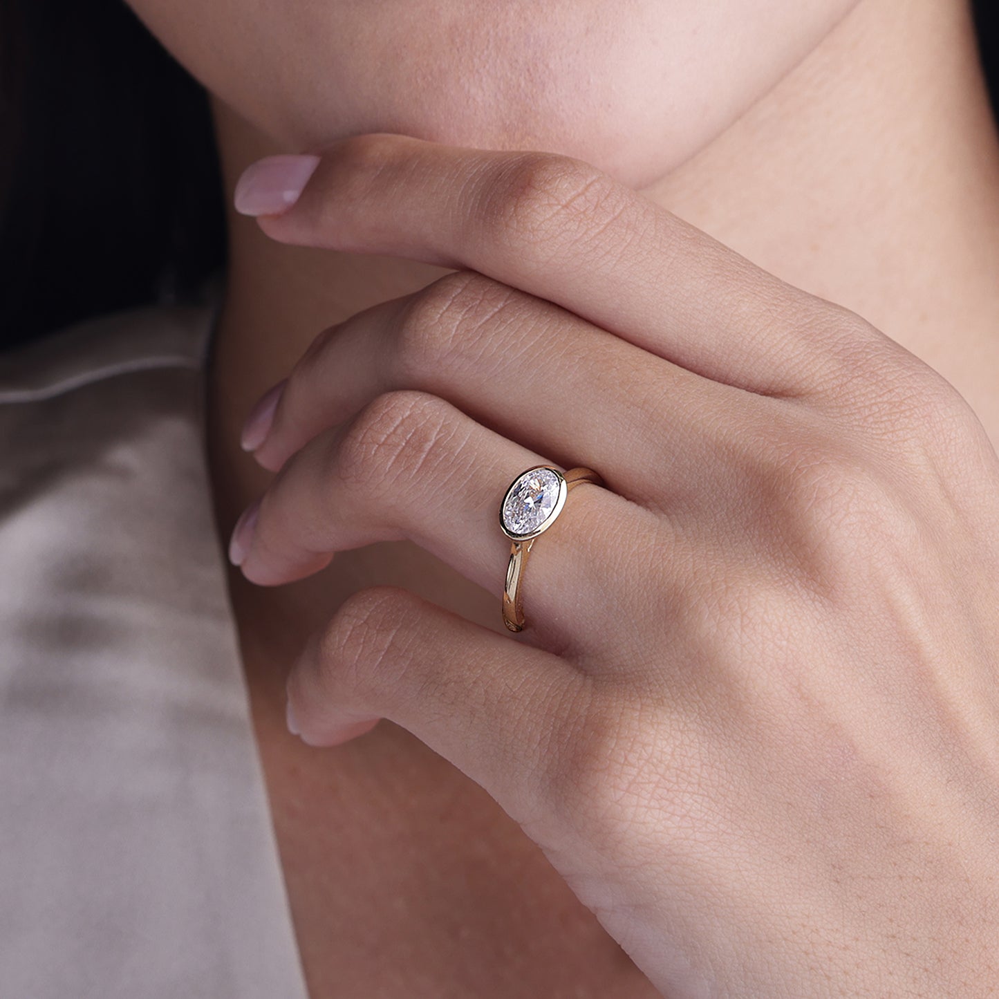 Oval East-West Bezel Ring