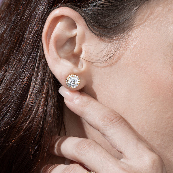 Luxe Round-Cut Halo Studs