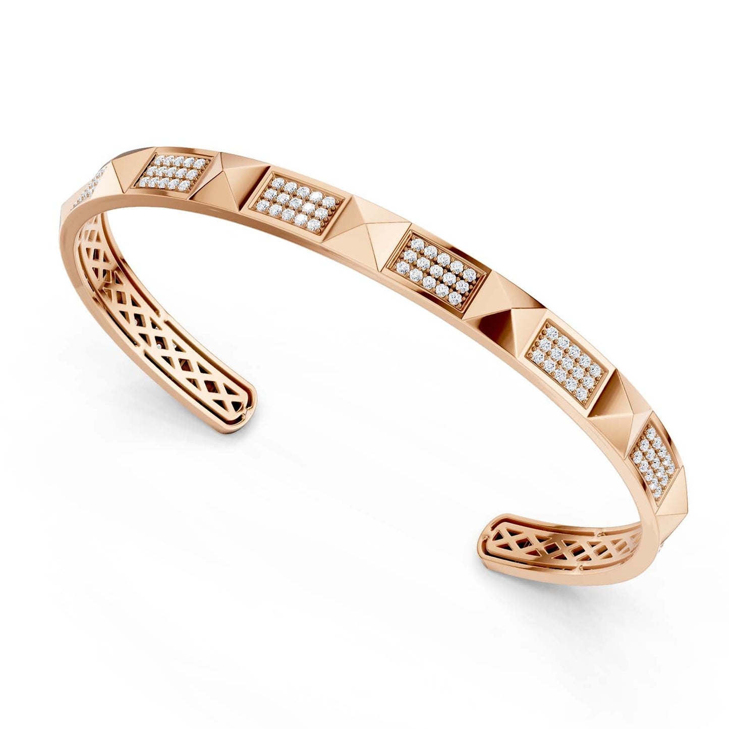 Zenyth Pyramid 3-Rows Cuff Bracelet